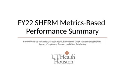 FY22 SHERM Metrics-Based Performance Summary Key