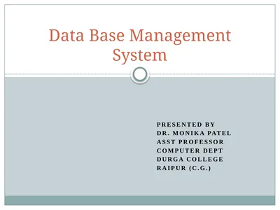 Presented by Dr. Monika patel Asst professor