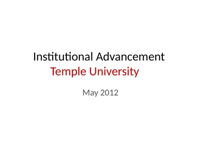 Institutional Advancement Temple University May