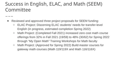 Success in English, ELAC, and Math (SEEM)