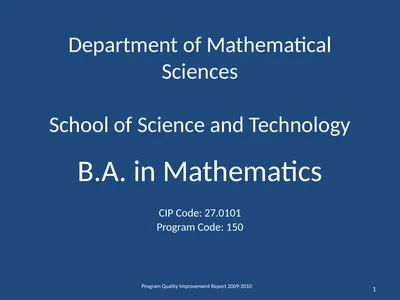 Department of Mathematical Sciences School of