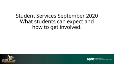 Student Services September 2020 What students can