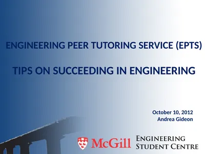 Engineering Peer Tutoring Service (EPTS) Tips on