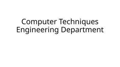 Computer Techniques Engineering Department