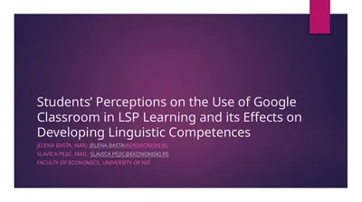 Students’ Perceptions on the Use of Google