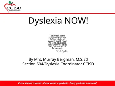 Dyslexia NOW! By Mrs. Murray Bergman, M.S.Ed