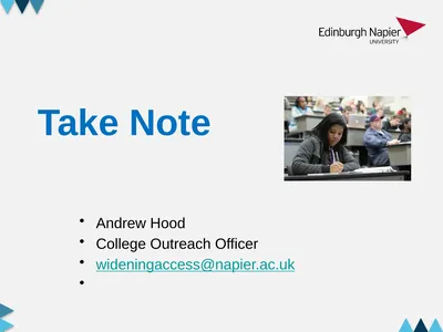 Take Note Andrew Hood College Outreach Officer