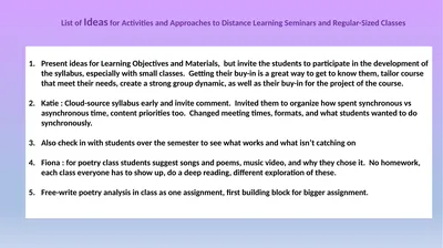 Present ideas for Learning Objectives and