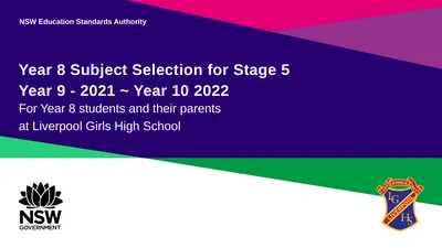Year 8 Subject Selection for Stage 5 Year 9 -