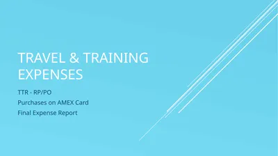 Travel & Training Expenses TTR - RP/PO Purchases
