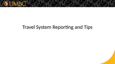 Travel System Reporting and Tips Reports from the