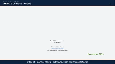 Travel Advance Process (PS 0309) Disbursements &