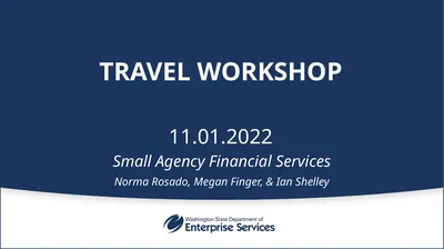 Travel workshop 11.01.2022 Small Agency Financial