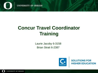 Concur Travel Coordinator Training Laurie Jacoby