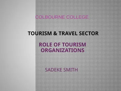 Tourism & TRAVEL SECTOR Role of Tourism