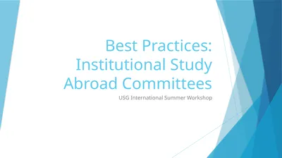 Best Practices: Institutional Study Abroad