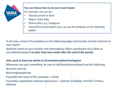 You can choose how to do your travel report. For