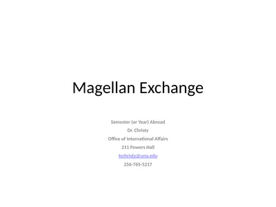 Magellan Exchange Semester (or Year) Abroad Dr.