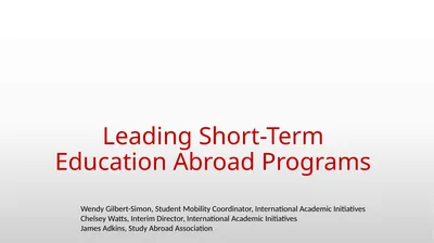Leading Short-Term Education Abroad Programs Wendy