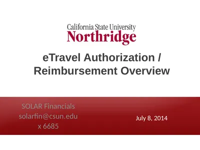 eTravel Authorization / Reimbursement Overview