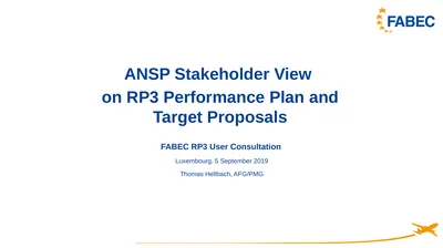 ANSP Stakeholder View on RP3 Performance Plan and