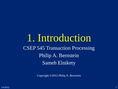 1. Introduction CSEP 545 Transaction Processing