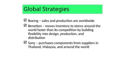 Global Strategies Boeing – sales and production