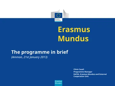 Erasmus Mundus The programme in brief (Amman, 21st