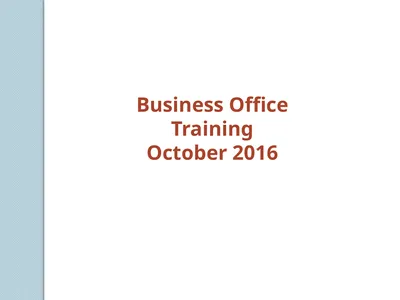 Business Office Training October 2016 Travel