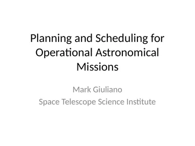 Planning and Scheduling for Operational