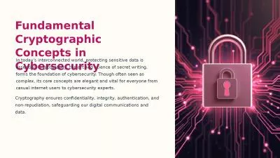 Fundamental Cryptographic Concepts in Cybersecurity