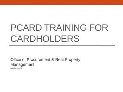 PCARD TRAINING for Cardholders Office of