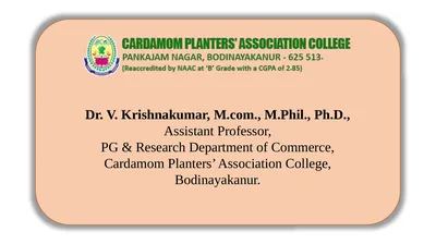 Dr. V. Krishnakumar, M.com., M.Phil., Ph.D.,