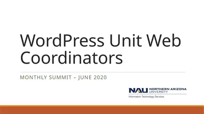 WordPress Unit Web Coordinators Monthly Summit –