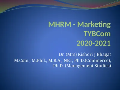 MHRM - Marketing TYBCom 2020-2021 Dr. (Mrs)