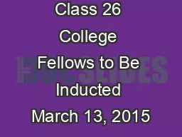 Class 26 College Fellows to Be Inducted March 13, 2015