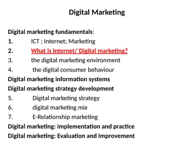 Digital Marketing Digital marketing fundamentals: