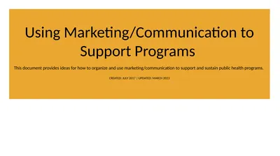 Using Marketing/Communication to Support Programs