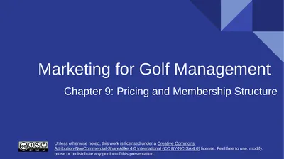 Marketing for Golf Management Chapter 9: Pricing