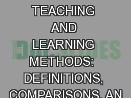 INDUCTIVE TEACHING AND LEARNING METHODS:  DEFINITIONS, COMPARISONS, AN