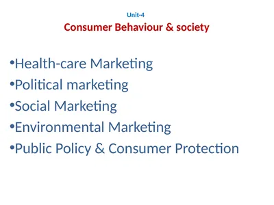 Unit-4 Consumer Behaviour & society Health-care