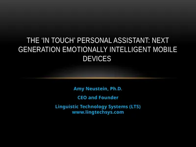 Amy Neustein, Ph.D. CEO and Founder Linguistic