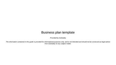 Business plan template Provided by GoDaddy The