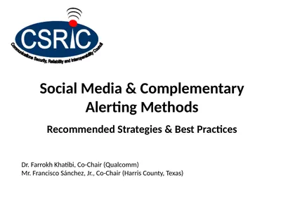 Social Media & Complementary Alerting Methods