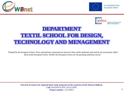 DEPARTMENT TEXTIL SCHOOL FOR DESIGN, TECHNOLOGY