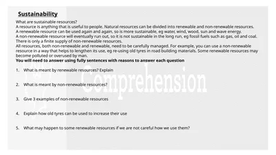 Sustainability What are sustainable resources? A