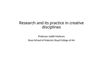 Research and its practice in creative disciplines