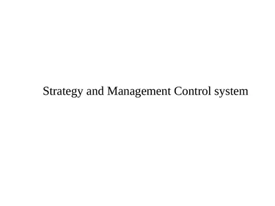 Strategy and Management Control system Tasks