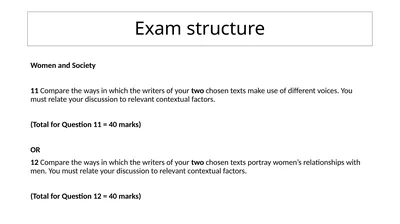 Exam structure Women and Society 11 Compare the