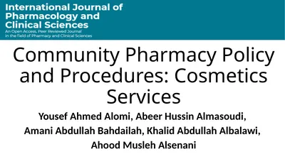 Community Pharmacy Policy and Procedures: